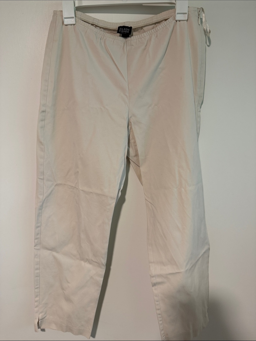 Eileen Fisher Light Cream Straight Pull-On Chinos